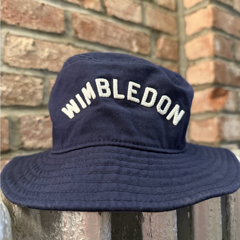 Wimbledon Navy Blue Bucket Hat with White Embroidered Logo